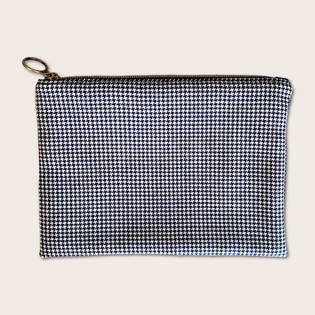 Pochette zippée pied-de-poule