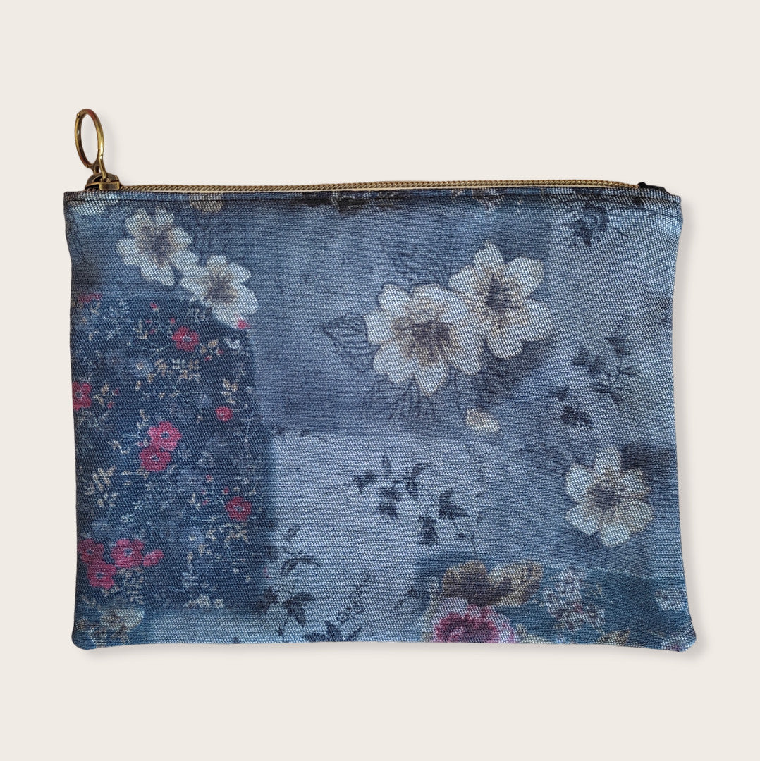 Trousse zippée Jean fleurs